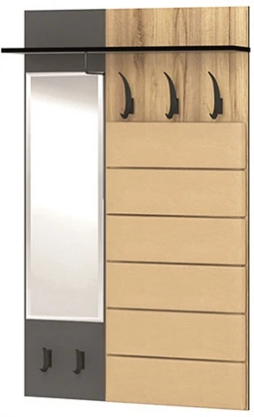 Прихожая Ольга-лофт 6 с зеркалом, Дуб крафт золотой/Темно-серый, Ивару