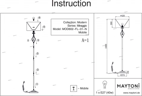 Торшер Maytoni Miraggio MOD602-FL-01-N