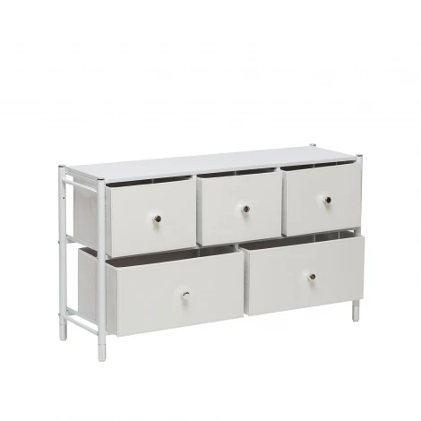 Комод Leset Нирита/Хайди широкий 5 ящиков, Белый (Сталь,Экокожа/Белый) арт.9780201379624