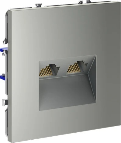 Розетка двойная Ethernet RJ-45 (сталь) Voltum S70 VLS060205