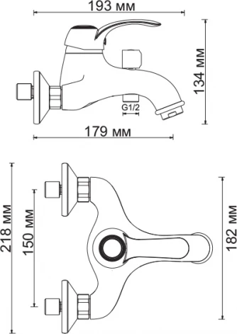 Смеситель Wasserkraft Isar 1301 для ванны с душем, темная бронза