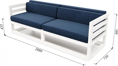 Диван Arsko Магнус Б белая эмаль велюр синий