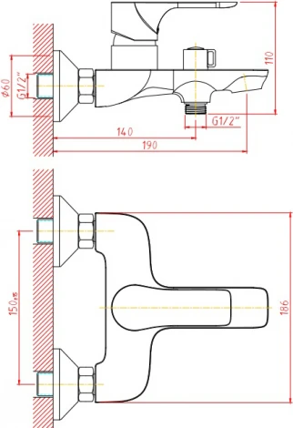 Смеситель 1 Orange Aristo M19-100w для ванны с душем