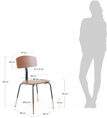 Обеденный стул La Forma (ex Julia Grup) Oyaka (Орех/ Шпон,Сталь,Фанера,Орех,Шпон ореха)