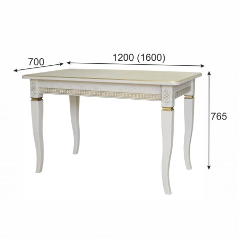 Стол обеденный Фидея 3 слоновая кость/золото 120/160*70 от фабрики Mebelik