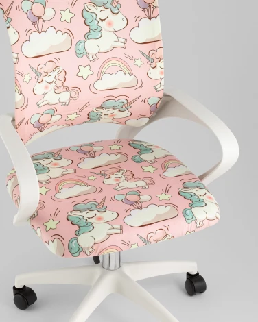 Кресло офисное TopChairs Simple SN Junior принт Unicorns пластик белый TopChairs УТ000042083
