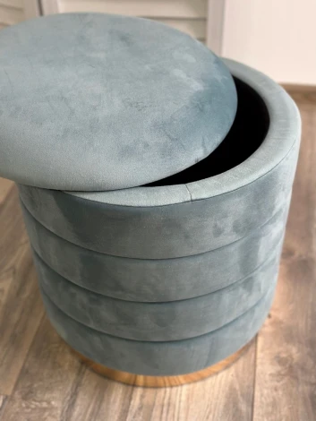 Пуф для гостиной M-City ФРЕД бирюзовый BM-88, велюр / золотой каркас