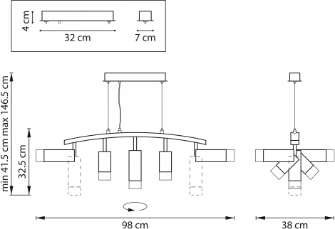 Подвесной светильник Rullo LR7353728731 (571735+214437-2+214487-3+202431-5) Lightstar (220V, на тросе)