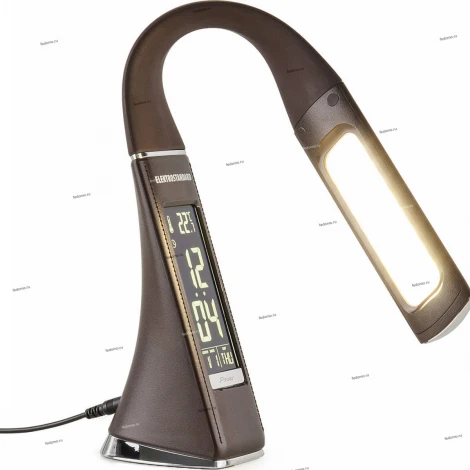 Офисная настольная лампа светодиодная коричневый с будильником Elektrostandard ELARA TL90220 (диммер, сенсорный выключатель)