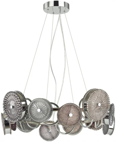 Подвесная люстра Odeon Light Caramella 5416/95L хром/разноцветный/металл/стекло LED 95W 4000K 6400lm (220V, на тросе, круглые)