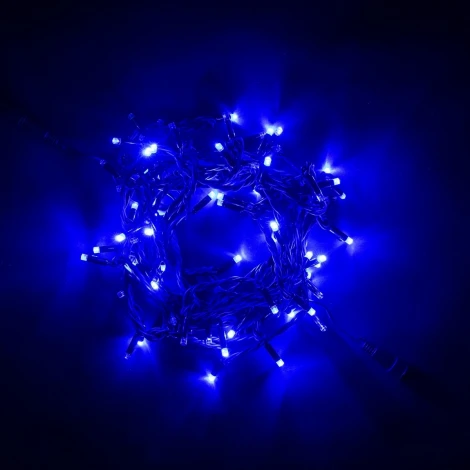 Гирлянда Нить 10м Синяя 220В, 75 LED, Провод Черный Каучук, IP65