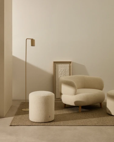 Kaeli Пуф для ног со съемным чехлом из ткани букле цвета экрю La Forma (ex Julia Grup) арт.212322