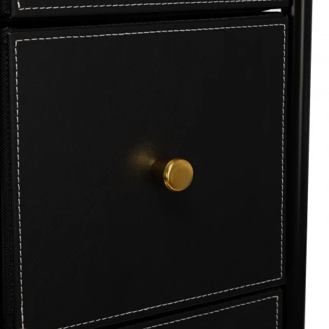 Комод Leset Нирита/Хайди узкий 4 ящика (Сталь,Экокожа,ЛМДФ/Черный) арт.2500000252280