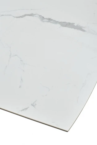 Обеденный стол M-City ROVIGO 170 HIGH GLOSS STATUARIO Белый мрамор глянцевый, керамика/ черный каркас