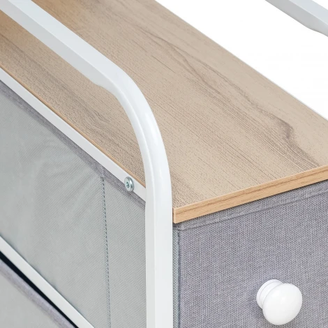 Комод Leset Ноа 4 ящ. узкий (Сталь,Искусственный лен/Светло-серый) арт.2500000225550