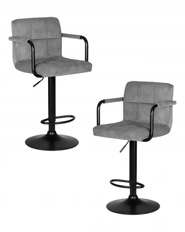 Набор 2 шт стул барный DOBRIN KRUGER ARM BLACK (серый вельвет (LAR-E2041-25))