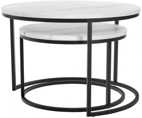 Набор кофейных столиков Tango белый мрамор с чёрными ножками, 2шт Bradex Home RF 0207