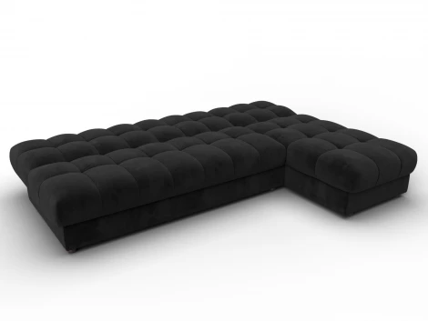 Диван угловой Лига-116 НПБ угол правый (ДСП,ЛДСП,Велюр/Черный) Лига Диванов 136956