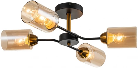 Потолочная люстра на штанге Escada Vertigo 1131/4P Black/Gold 4x60Вт E27, металл/стекло, черный/золото (220V)