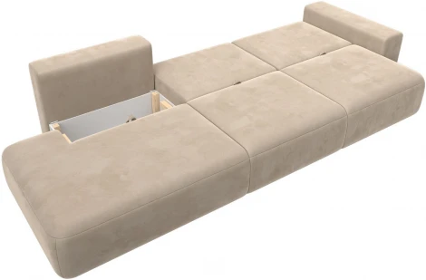 Диван прямой Лига-036 НПБ Модерн Лонг подлокотник справа (Бежевый/Велюр) Лига Диванов арт.121356