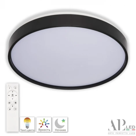 Потолочный светильник светодиодный с пультом с регулировкой цветовой температуры, яркости и ночным режимом APL LED Toscana PRO 3315.XM302-2-328/18W Black TD