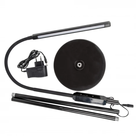 Торшер светодиодный, 10W, с регулировкой наклона, сенсорный выключатель, диммер, черный Uniel ULM-T619 10W/3000-6500K/DIM BLACK