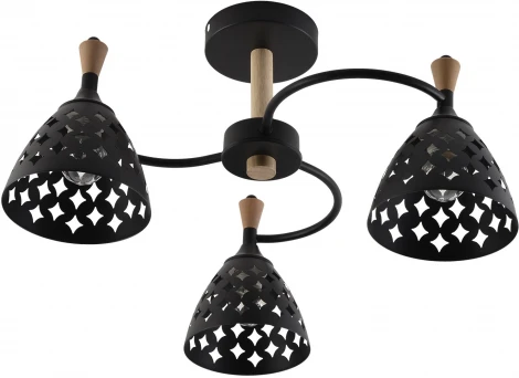 Потолочная люстра на штанге Reluce 01515-0.3-03 BK+WOOD (220V)