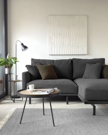 Журнальный стол La Forma (ex Julia Grup) Nenet (Черный/ Металл,Дерево,Сталь,МДФ)