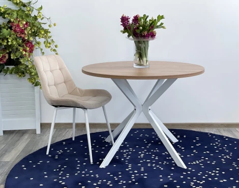 Обеденный стул M-City ХОФМАН, цвет бежевый #H06, велюр / белый каркас 4 шт./1 к