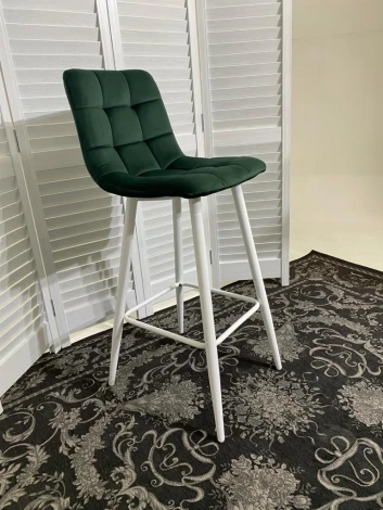 Барный стул M-City LECCO UF910-14 DARK GREEN, велюр/белый каркас