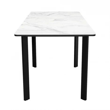 Стол DikLine LK90 Керамика Белый мрамор/подстолье черное/опоры черные арт.00-00073913