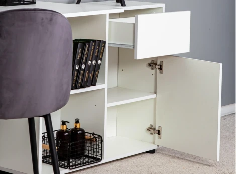 Письменный стол Woodville Мэдди с ящиками белое тиснение 553742