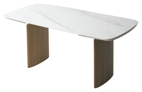 Стол КАЛВИН (CALVIN) 180 цвет КАРРАРА (SEMI-POLISHED SNOW CARRARA SOLID CERAMIC / СЕРЫЙ ДУБ, ®DISAUR M-City 64671