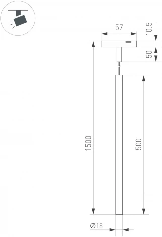 светильник магнитный MAG-MICROCOSM-SPOT-HANG-R18-L500-3W Day4000 (BK, 24 deg, 24V) (Arlight, IP20 Металл) 043270