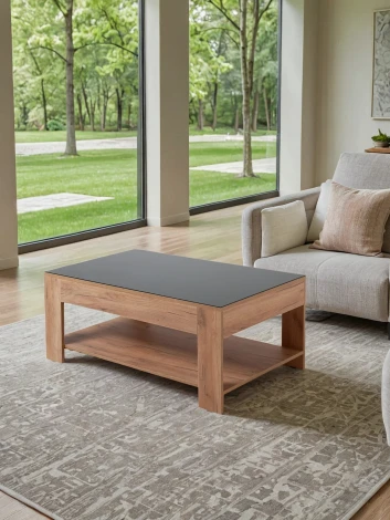 Стол журнальный BeautyStyle 26 дуб крафт золотой/стекло черное Mebelik арт.009384