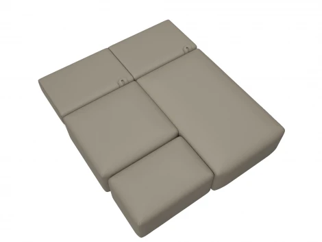 Диван угловой модульный с пуфом Лига-060 НПБ угол универсальный (ЛДСП,Брус,Фанера/Пластик/Экокожа/Бежевый) Лига Диванов 130064