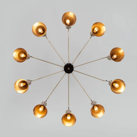 Умная потолочная люстра Wi-Fi на штанге Bogate's Glustin 316/10 латунь / черный (220V, управление смартфоном, голосовое управление, умный дом - Minimir Home, Алиса, Маруся, Салют)