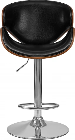 Стул барный DOBRIN KARTER (коричневое дерево, чёрный) 4905-LMZ KARTER, цвет сиденья черный, каркаса коричневое основания хром