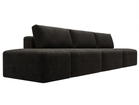 Диван прямой модульный с пуфом Лига-060 НПБ Лонг (ЛДСП,Брус,Фанера/Пластик/Велюр/Коричневый) Лига Диванов 129492