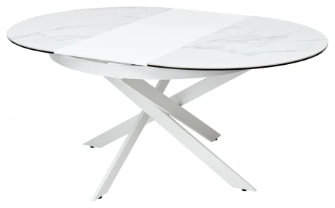 Стол TRENTO 120 HIGH GLOSS STATUARIO Белый мрамор глянцевый, керамика/ белый каркас