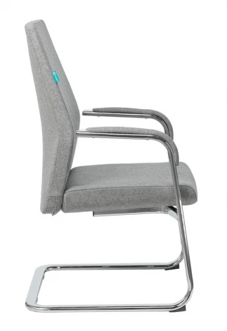 Кресло Бюрократ _JONS-LOW-V серый низк.спин. полозья металл хром