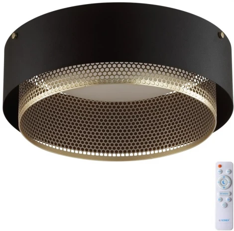 Потолочный светильник круглый Sonex Antey 7692/48L металл/акрил/белый/черный/шампань LED 48Вт 3000-6000K D410 IP20 пульт ДУ (220V, круглые)