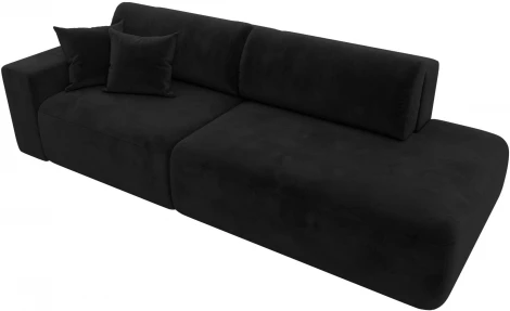 Диван прямой Лига-036 НПБ Модерн подлокотник слева (Черный/Велюр) Лига Диванов арт.121346L