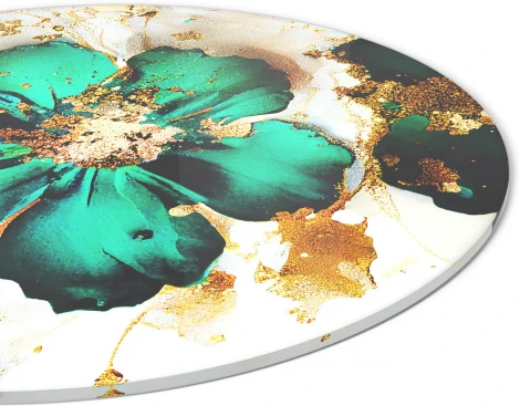 Стол Sheffilton SHT-TU43/TT32 80 СТЕКЛО/МДФ черный муар/золото/малахитово зеленый