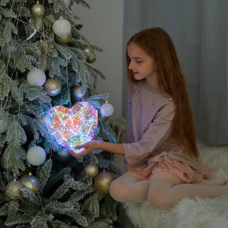 Светильник декоративный «Сердце», на батарейках 3AA (не в/к). 100 светодиодов, цвет корпуса радужный Uniel ULD-R511 3АА HEART