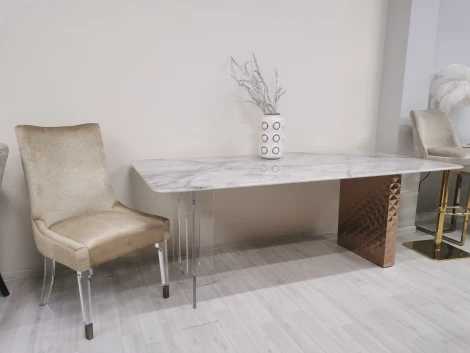 Стол обеденный IST-CASA Ардео F-1560, 200x100x76 см, белый мрамор