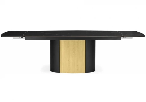 Керамический стол Бовер 180(220)x90 черный мрамор / черный / дуб натуральный 631623