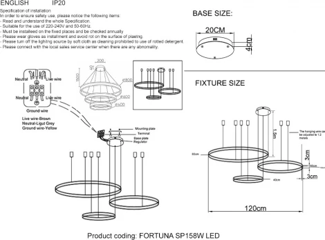 Подвесной светильник светодиодный с пультом Crystal Lux FORTUNA FORTUNA SP158W LED BLACK