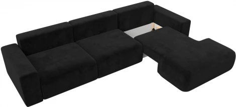 Диван угловой Лига-036 НПБ Классик Лонг правый угол (Черный/Велюр) Лига Диванов арт.121397