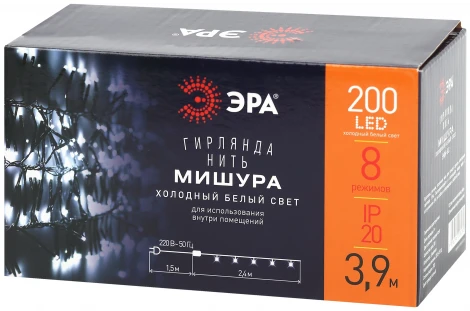 Гирлянда светодиодная мишура 3,9 м холодный свет ЭРА ENIN - GC мишура